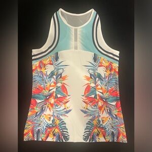 Lucky in Love Women Multicolored Tennis Tank Top Racerback with Mesh Size Small